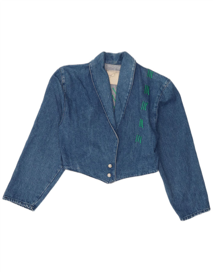 Vintage ženska crop traper jakna UK 10 Mala plava pamuk