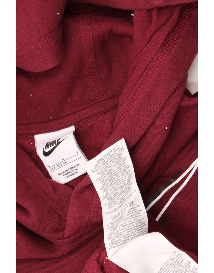 NIKE Boys Graphic Hoodie Džemper 12-13 Years Large Burgundy Pamuk