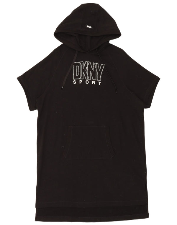Dkny ženske grafičke prevelike haljine s kapuljačom UK 6 XS crni pamuk
