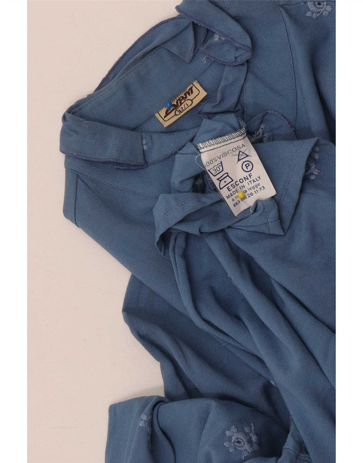 Vintage ženska košulja bluza IT 42 Srednje plava cvjetna viskoza