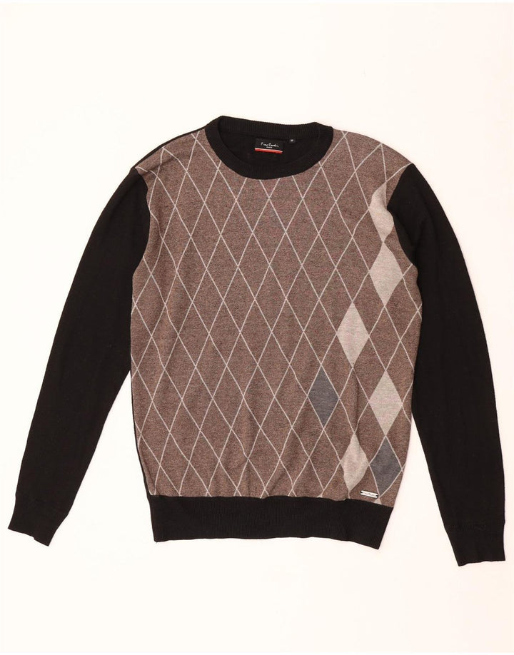 Pierre Cardin muški džemper s okruglim izrezom Srednji crni Argyle/Diamond