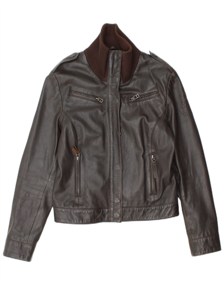 Vintage ženska kožna jakna UK 12 Srednje smeđa koža