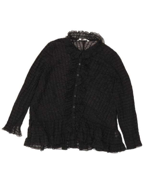 Zara ženska prozirna košulja s volanima UK 14 srednje crna