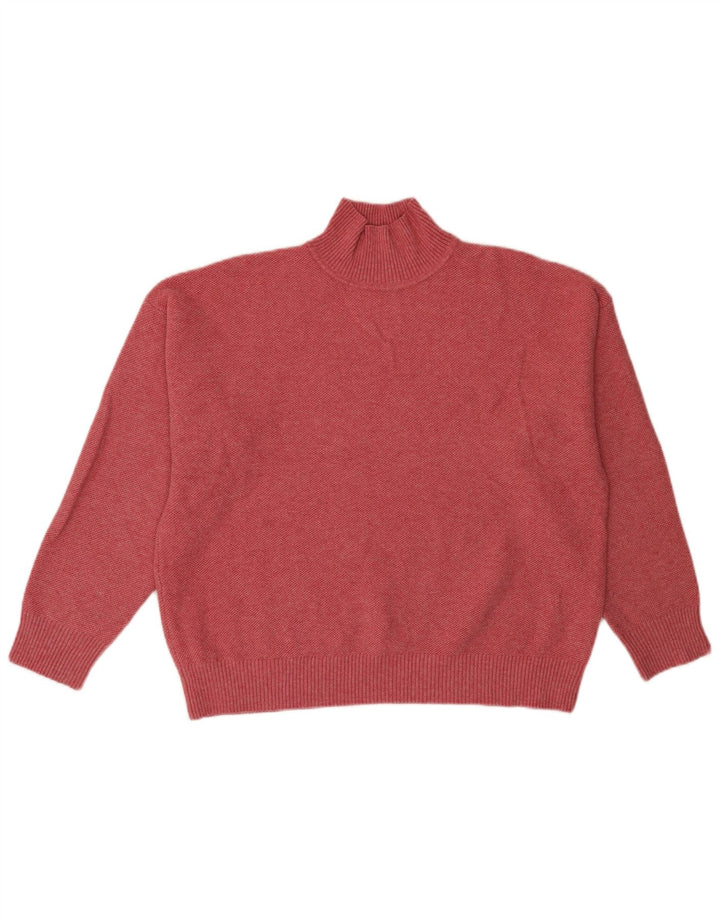 MARKS & SPENCER Mens Turtle Neck Jumper Sweater Medium Pink Polyester