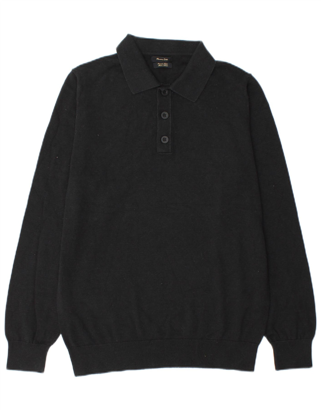 Massimo Dutti muški pulover s polo izrezom Srednji crni pamuk