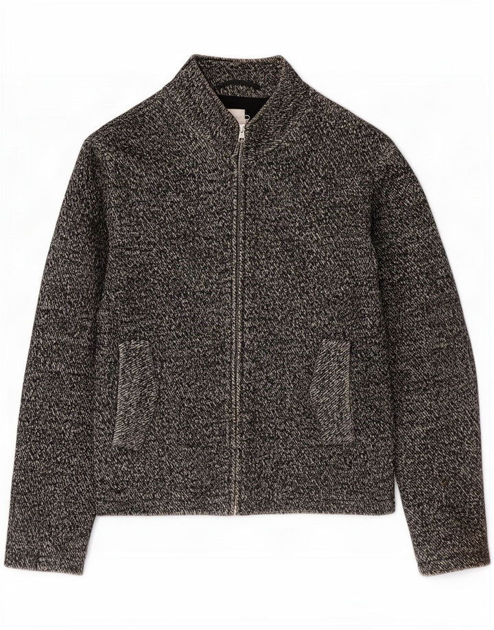 Reiss Mens Bomber Jacket UK 38 Medium Grey Flected Cotton