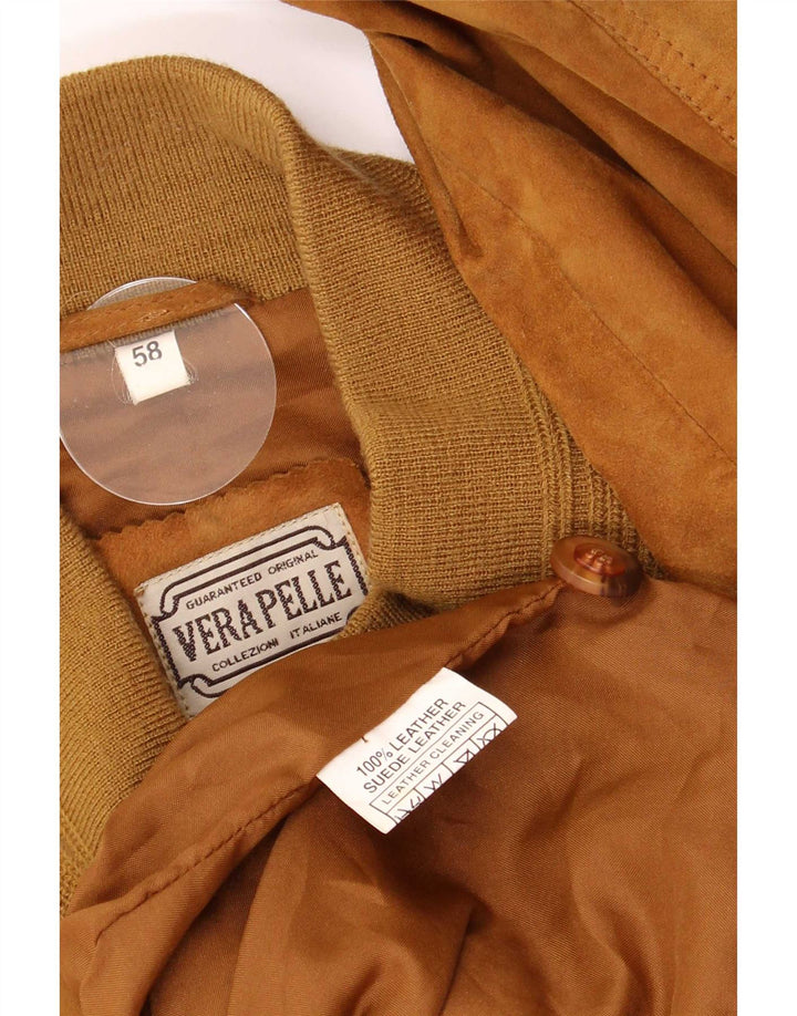 Vintage muška bomber jakna od brušene kože IT 58 4XL Retro smeđa koža