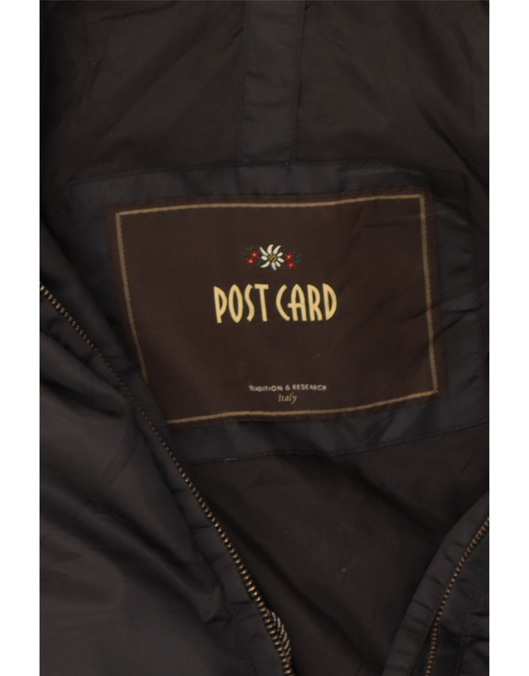 POST CARD Womens Hooded Windbreaker Jacket UK 8 Small Black Winter Vintage Post Card and Second-Hand Post Card from Messina Hembry 