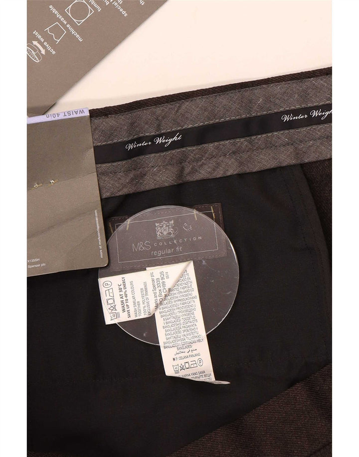 Marks & Spencer muške hlače standardnog kroja W40 L31 smeđi poliester
