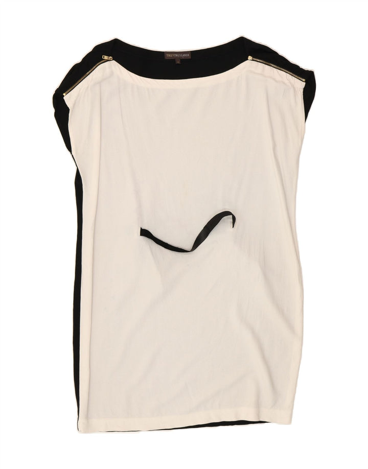 TRUSSARDI Womens Sleeveless Sheath Dress IT 42 Medium Black Colourblock Vintage Trussardi and Second-Hand Trussardi from Messina Hembry 