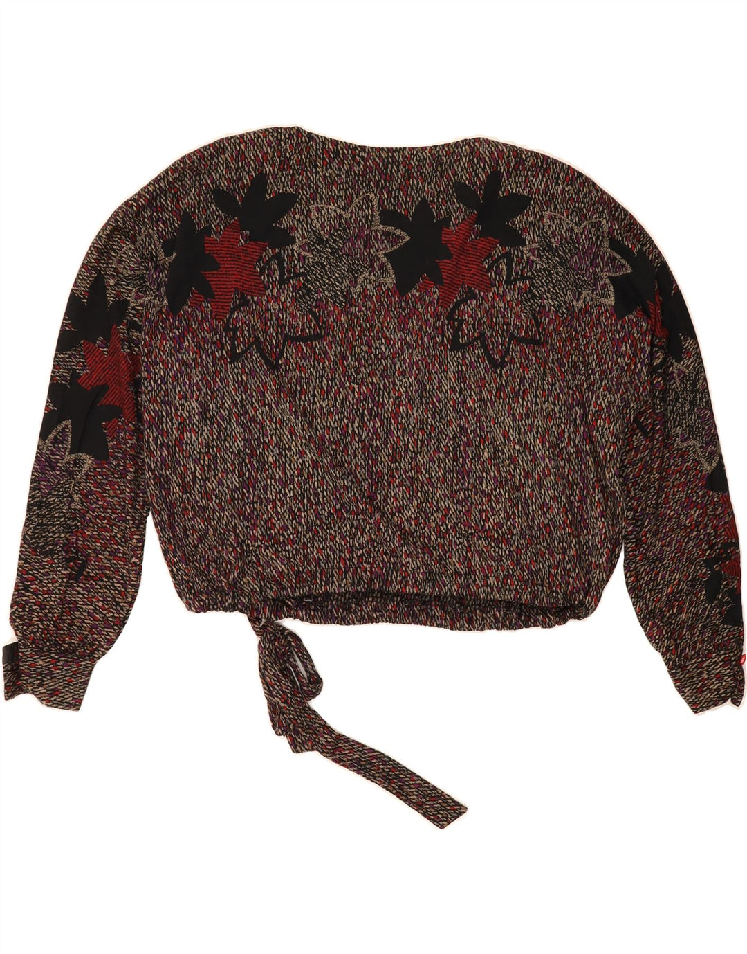 VINTAGE Womens Oversized Front Tie Blouse Top UK 14 Medium Multicoloured Vintage Vintage and Second-Hand Vintage from Messina Hembry 