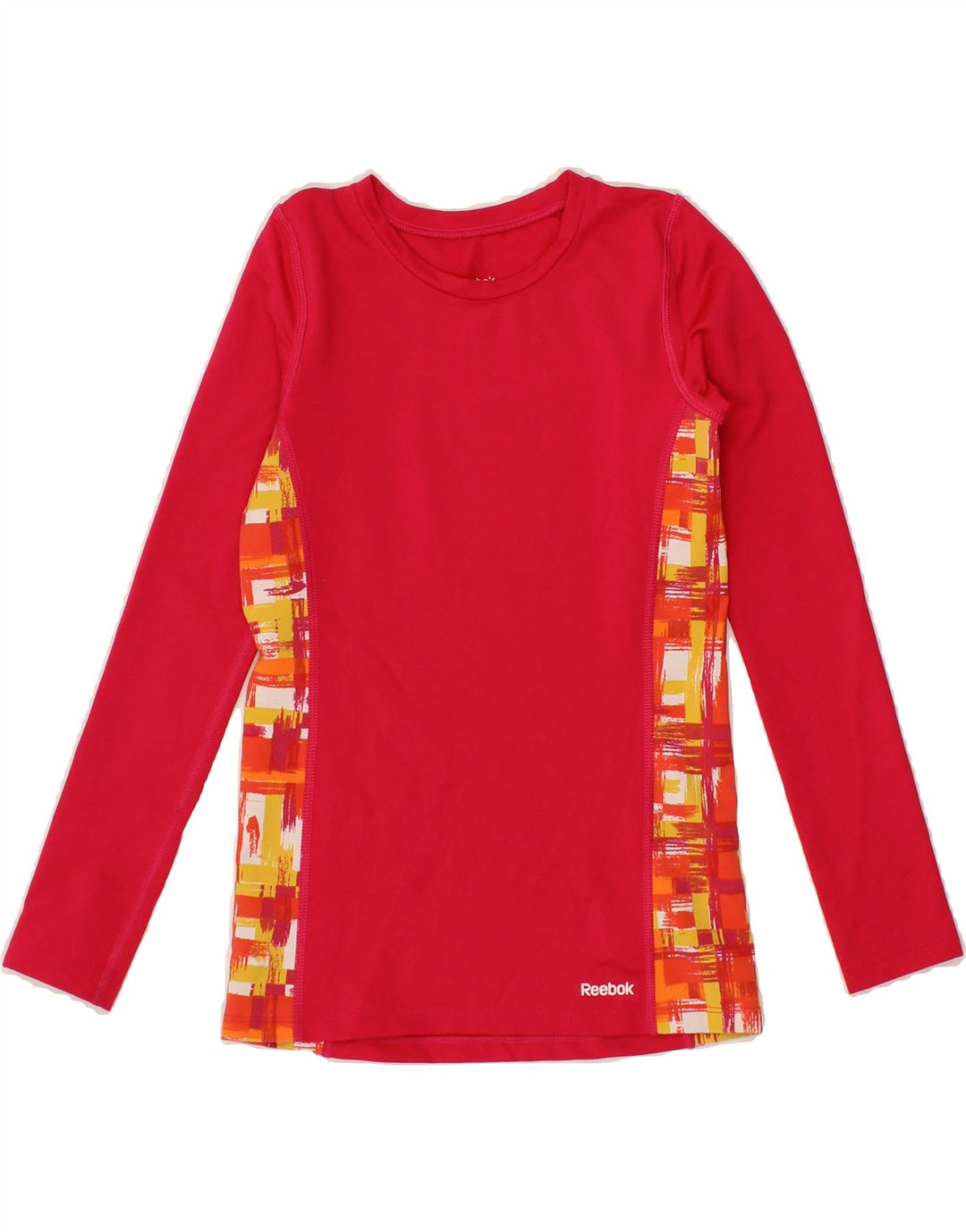 REEBOK Girls Top Long Sleeve 10-11 Years Medium Pink Colourblock Polyester Vintage Reebok and Second-Hand Reebok from Messina Hembry 