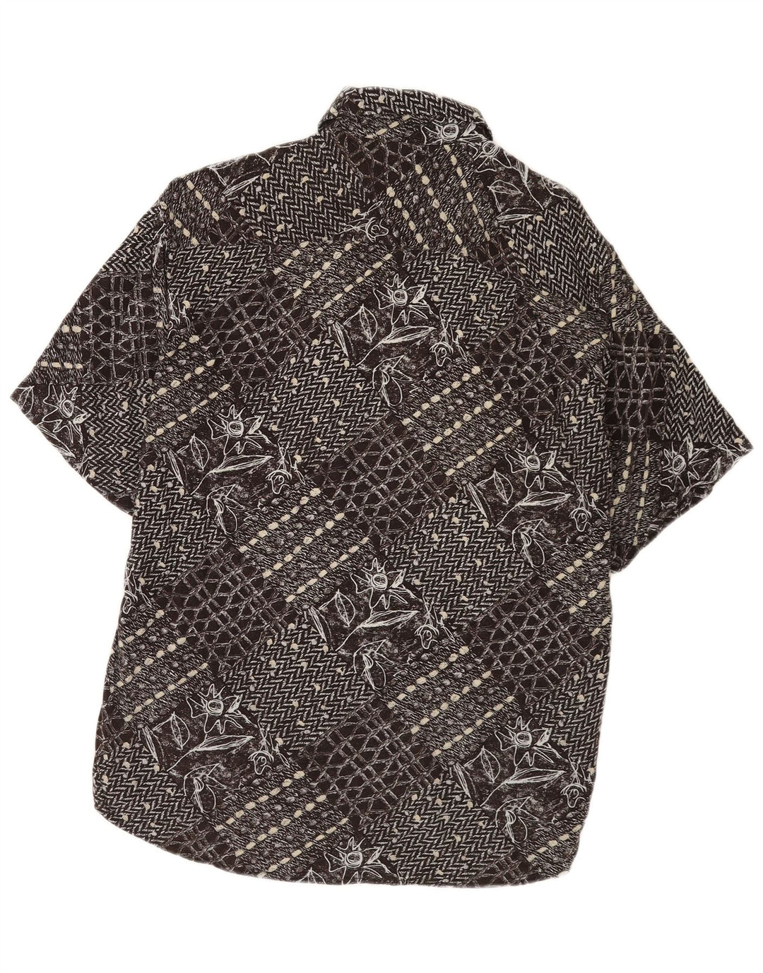 Vintage muška košulja kratkih rukava srednje crna patchwork