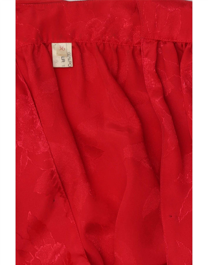 Vintage ženski gornji dio bluze 3/4 rukava EU 36 mali crveni cvjetni poliester