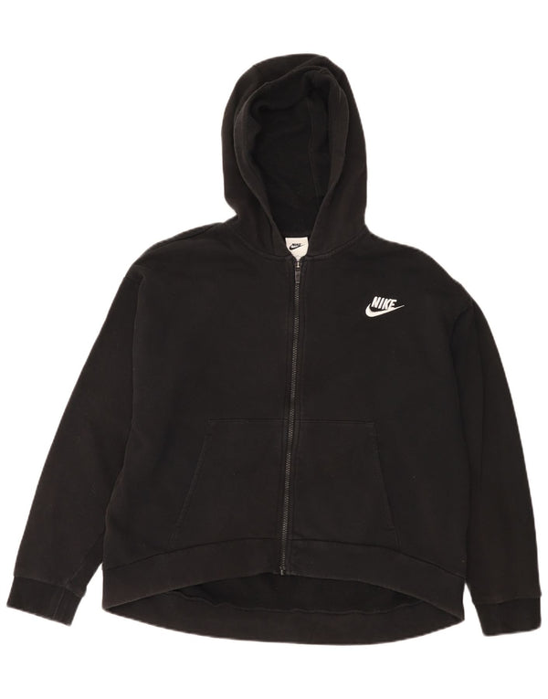 Nike Ženski pulover s kapuljačom s patentnim zatvaračem UK 18 XL crni pamuk