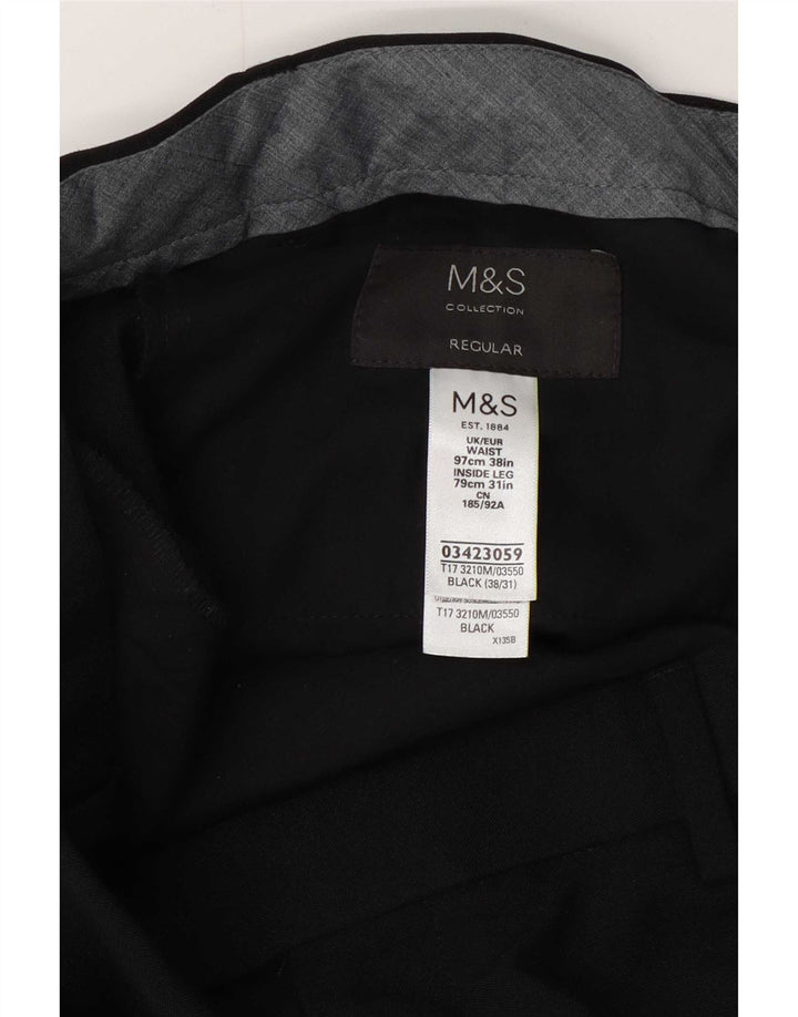 Marks & Spencer muške uobičajene hlače W38 L31 crni poliester