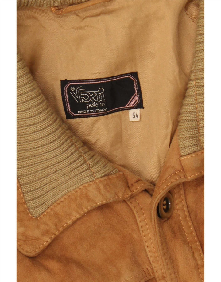 Vintage muška bomber jakna od brušene kože IT 54 2XL smeđa koža