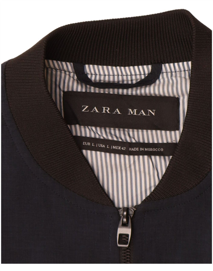 Zara muška bomber jakna UK 40 veliki tamnoplavi poliester
