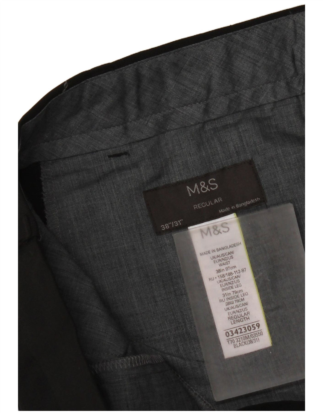 Marks & Spencer muške uobičajene hlače W38 L31 crni poliester