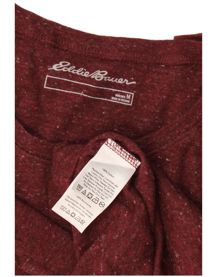 EDDIE BAUER Ženska majica dugih rukava UK 12 Srednji tamnocrveni flekasti pamuk