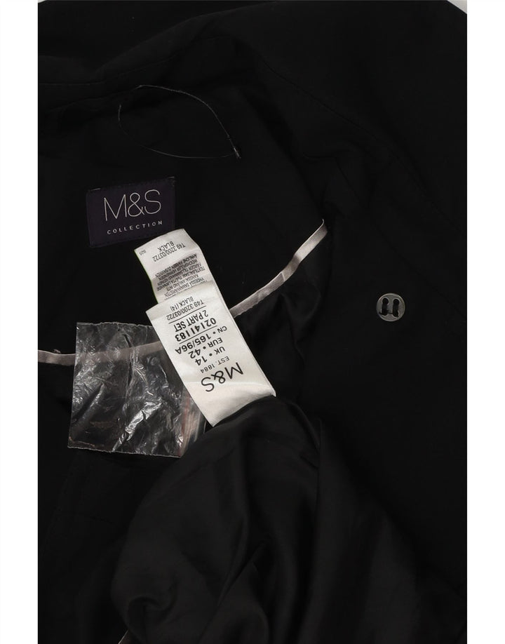 Marks & Spencer ženski trenč kaput UK 14 veliki crni poliester