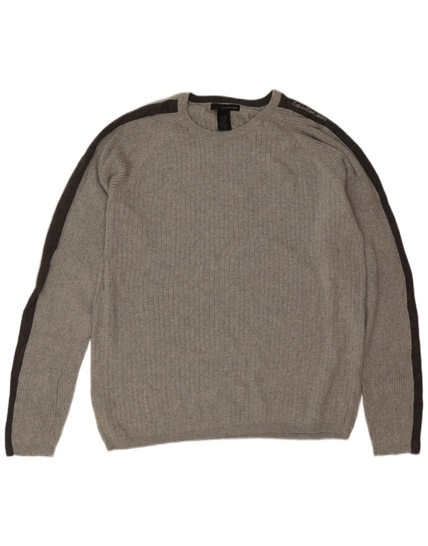 Calvin Klein Jeans muški džemper s okruglim izrezom 2XL siva boja