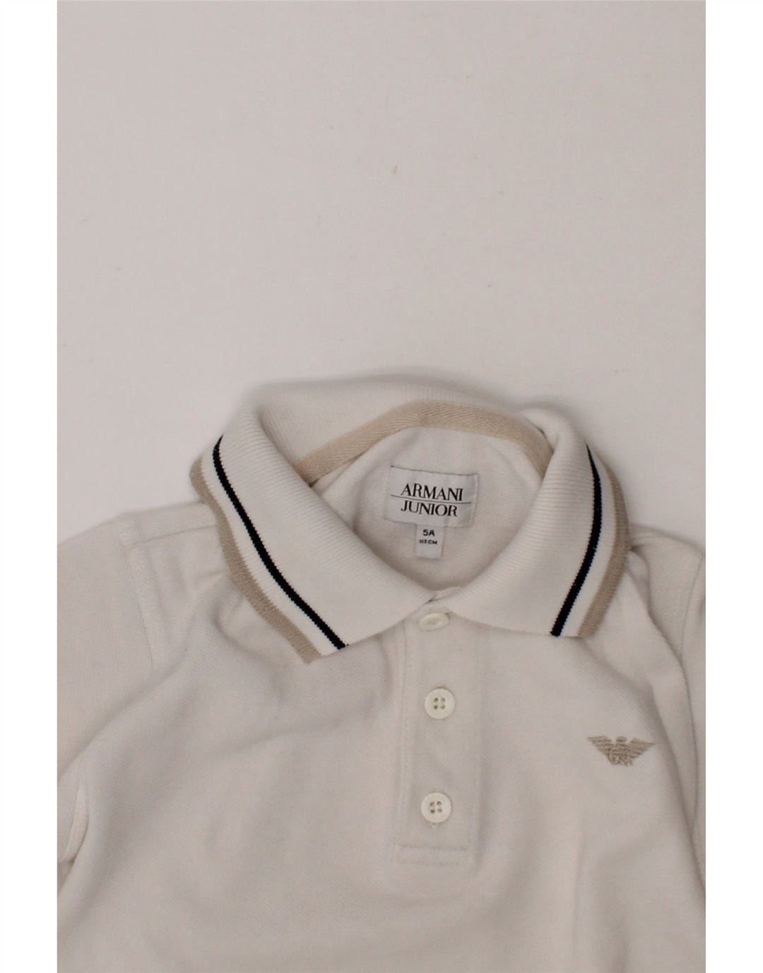 ARMANI JUNIOR Boys Polo Shirt 4-5 Years White Cotton Vintage Armani Junior and Second-Hand Armani Junior from Messina Hembry 