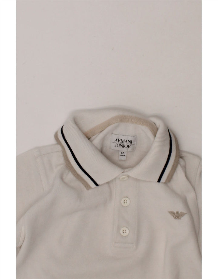 ARMANI JUNIOR Boys Polo Shirt 4-5 Years White Cotton Vintage Armani Junior and Second-Hand Armani Junior from Messina Hembry 