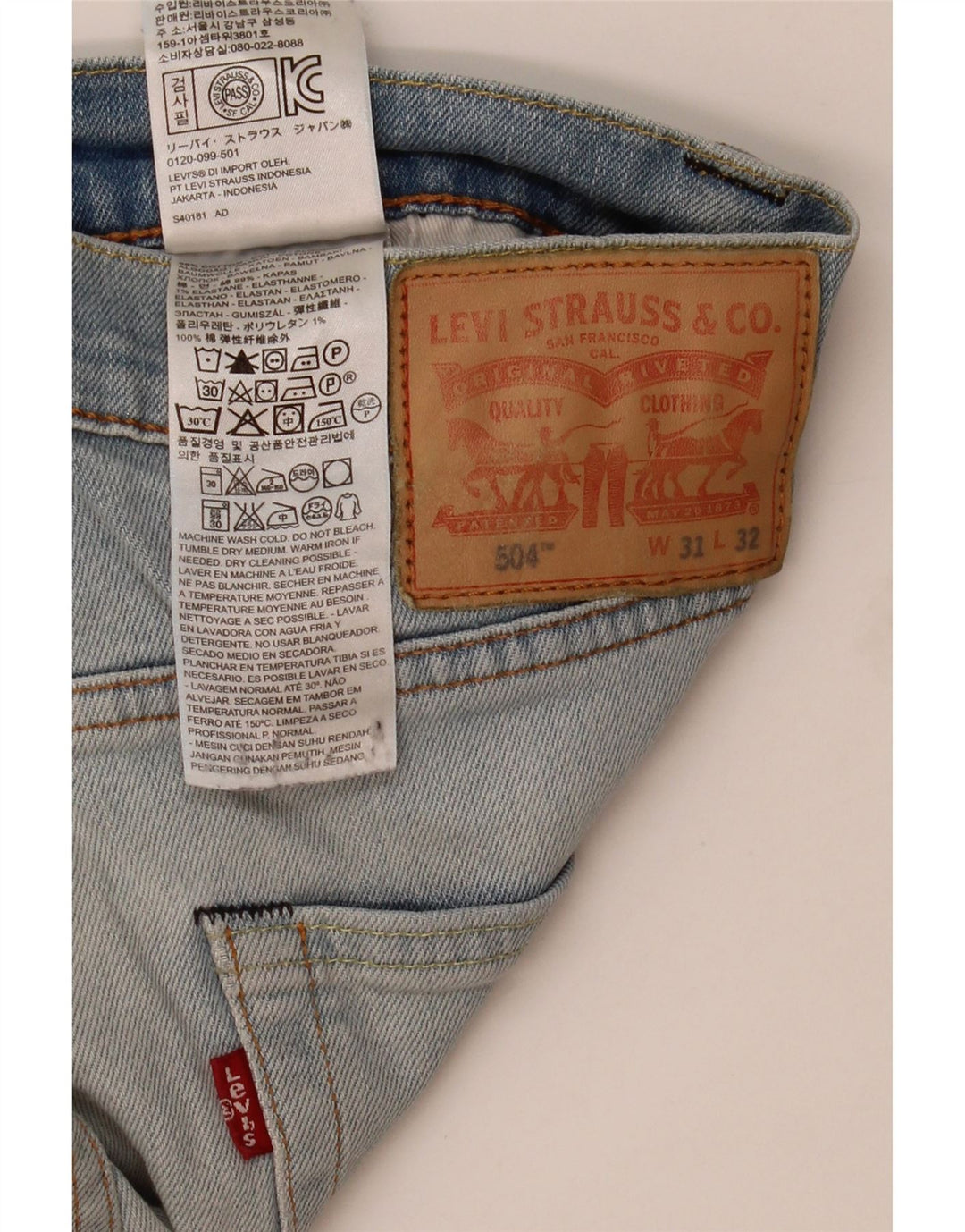 Levi's muške 504 ravne traperice W31 L32 plavi pamuk