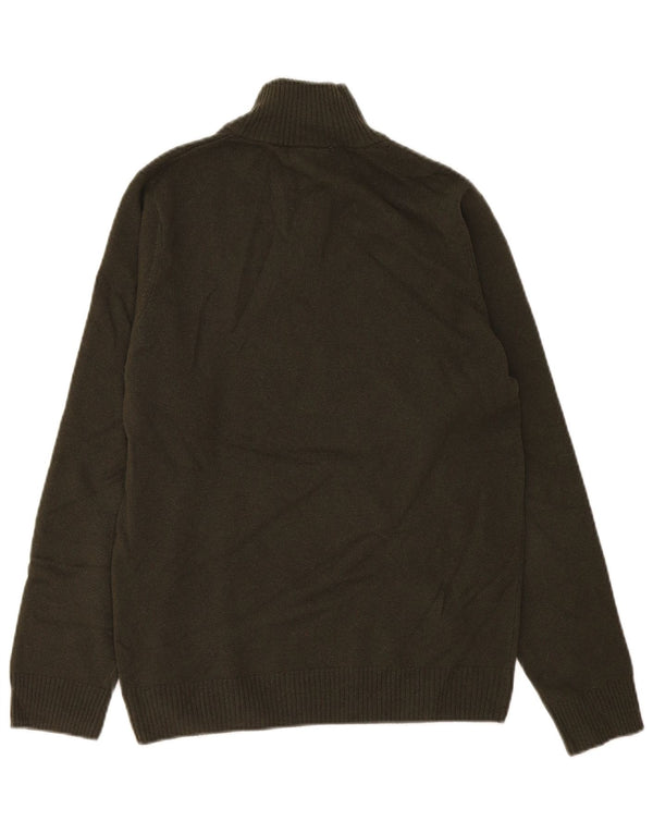 Lacoste Mens Zip Neck Jumper Sweater Size 4 Medium Khaki New Wool