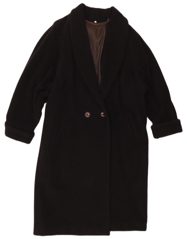 Vintage ženski kaput s dvorednim kopčanjem IT 48 XL crni