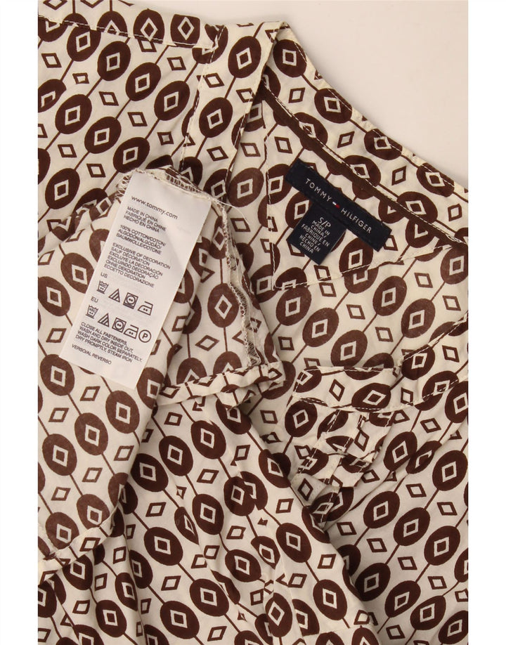 Tommy Hilfiger Ženska prednja bluza s volanima Top UK 10 Small Brown Geometric