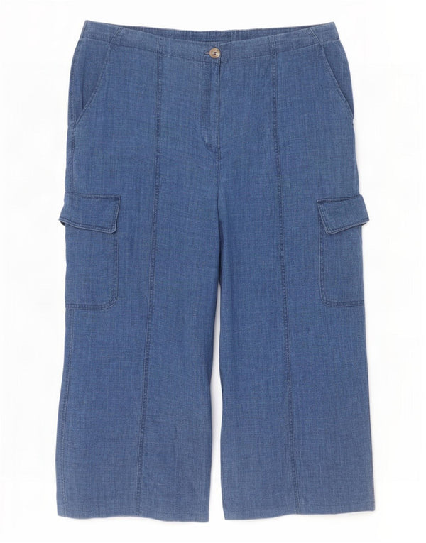 Marks & Spencer ženske skraćene hlače visokog struka UK 20 2XL W40 L24 plava