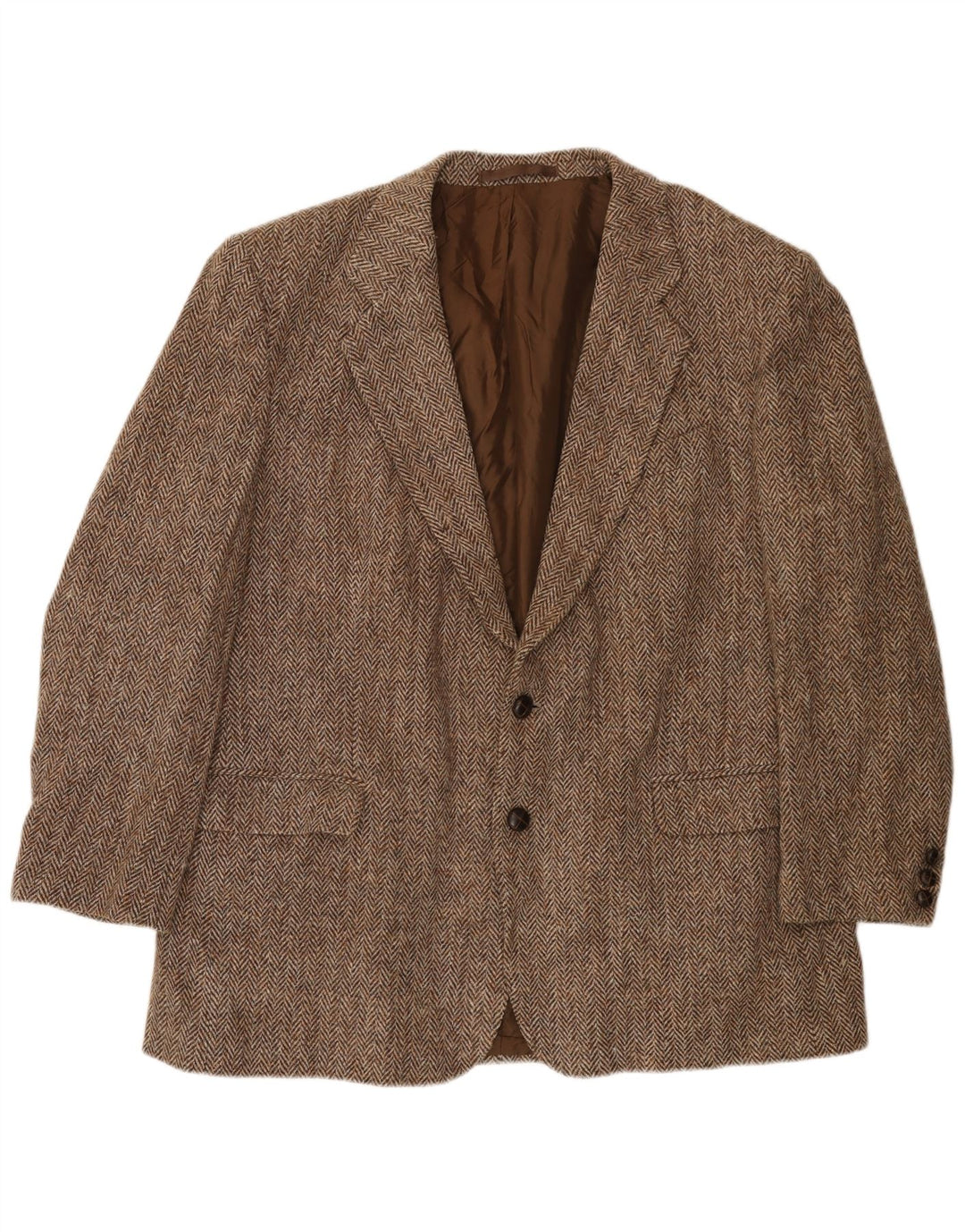Harris Tweed Muški sako sa 2 gumba UK 40 Velika smeđa vuna riblja kost