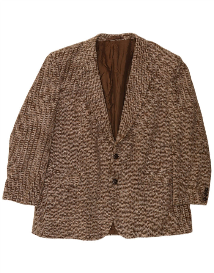Harris Tweed Muški sako sa 2 gumba UK 40 Velika smeđa vuna riblja kost
