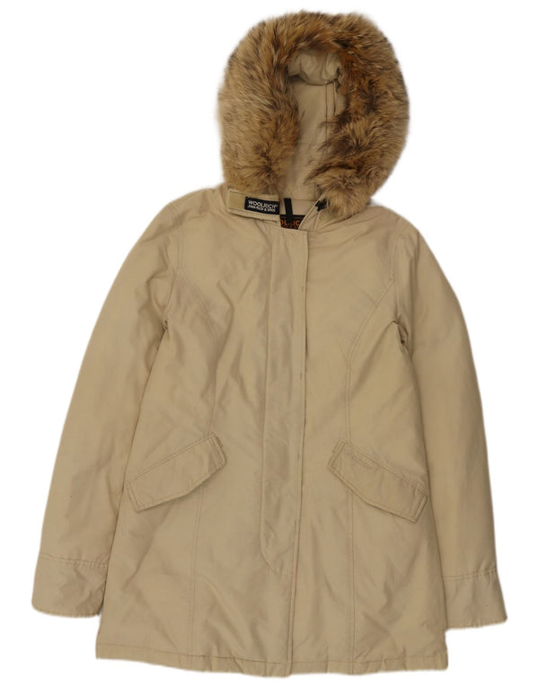Woolrich ženski podstavljeni kaput s kapuljačom UK 14 srednje bež pamuk