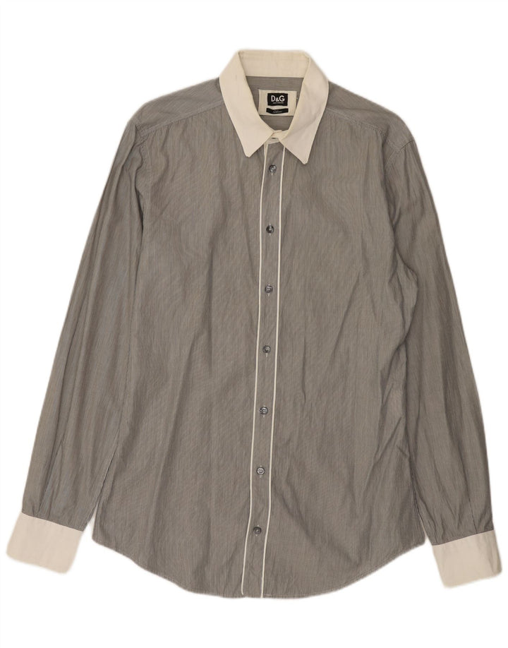 DOLCE & GABBANA muška uska košulja IT 52 velike sive pruge pamuk