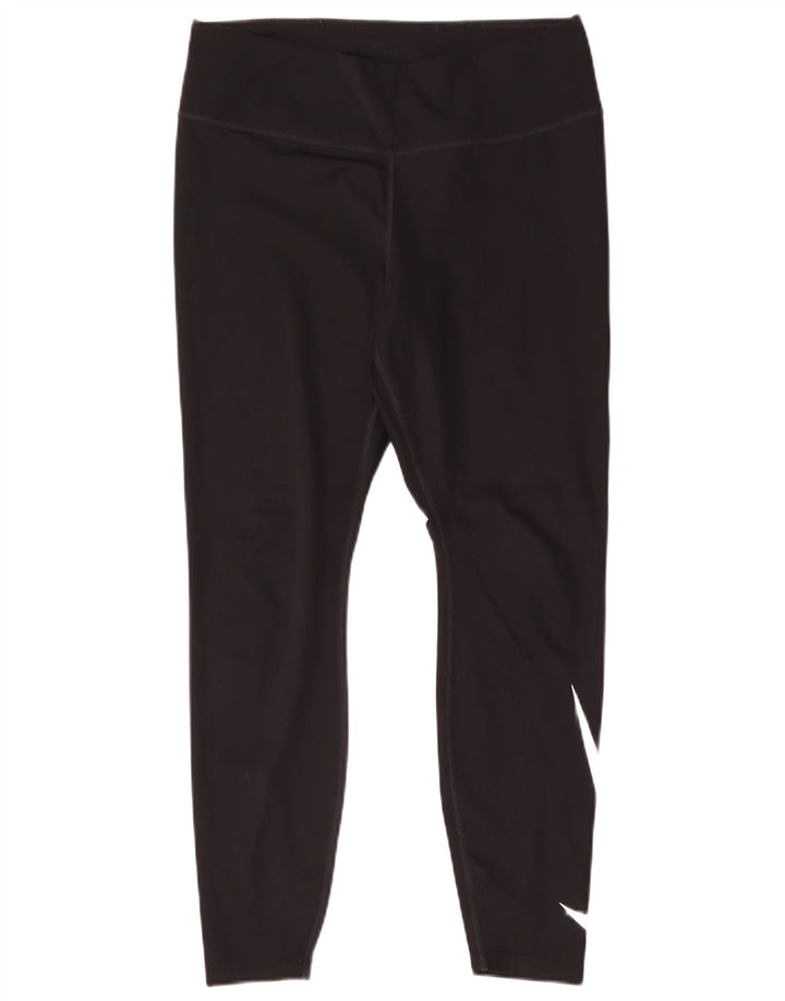Nike Ženske Dri Fit Graphic Leggings UK 14 Veliki crni poliester