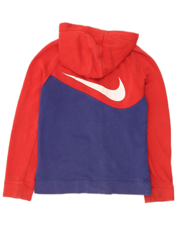 NIKE Boys Graphic Zip Hoodie pulover 12-13 Years Large Red Colourblock
