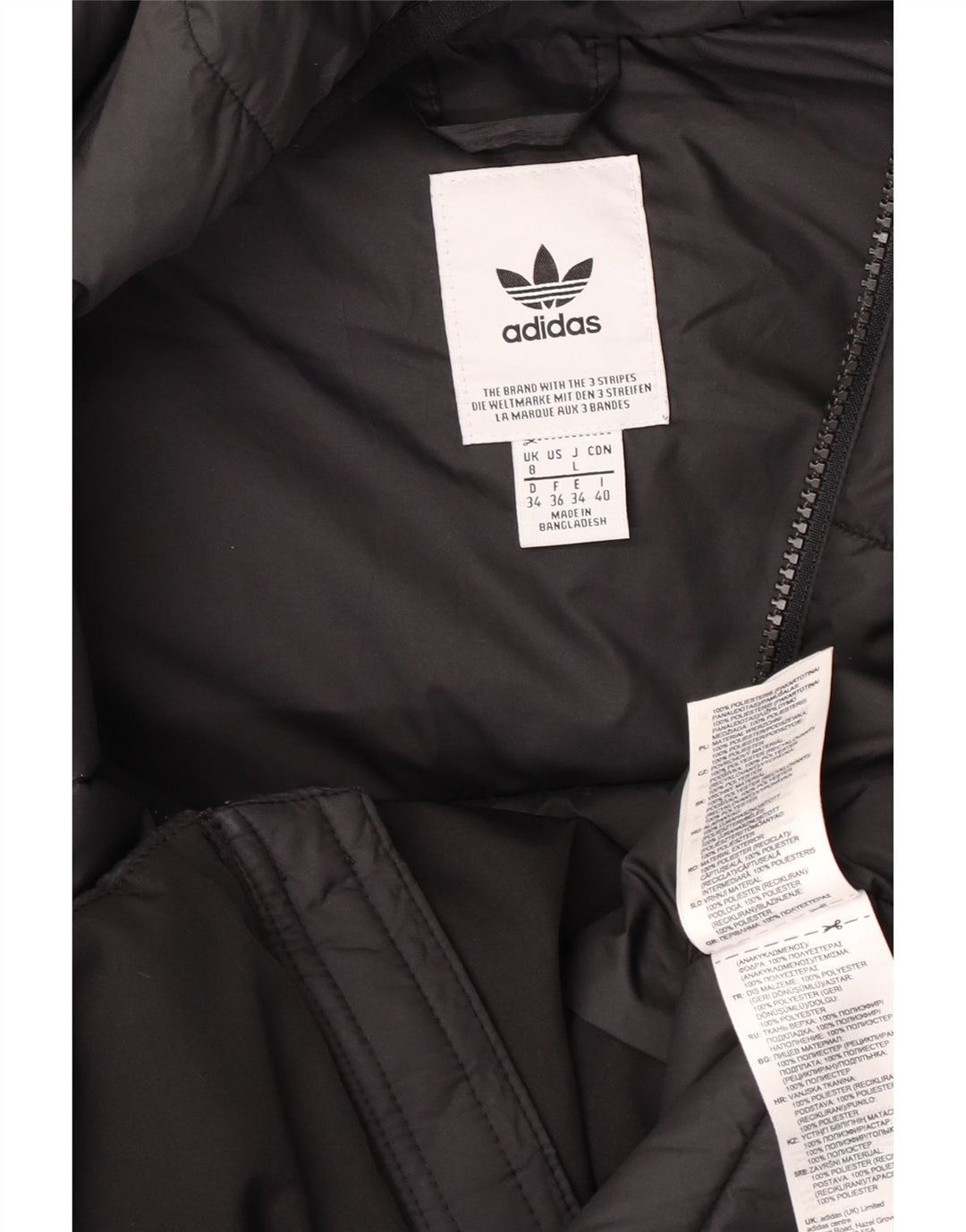 Adidas ženska podstavljena jakna s kapuljačom UK 8, mali crni poliester