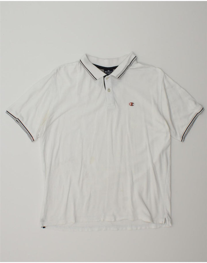CHAMPION Mens Polo Shirt Large White Vintage Champion and Second-Hand Champion from Messina Hembry 