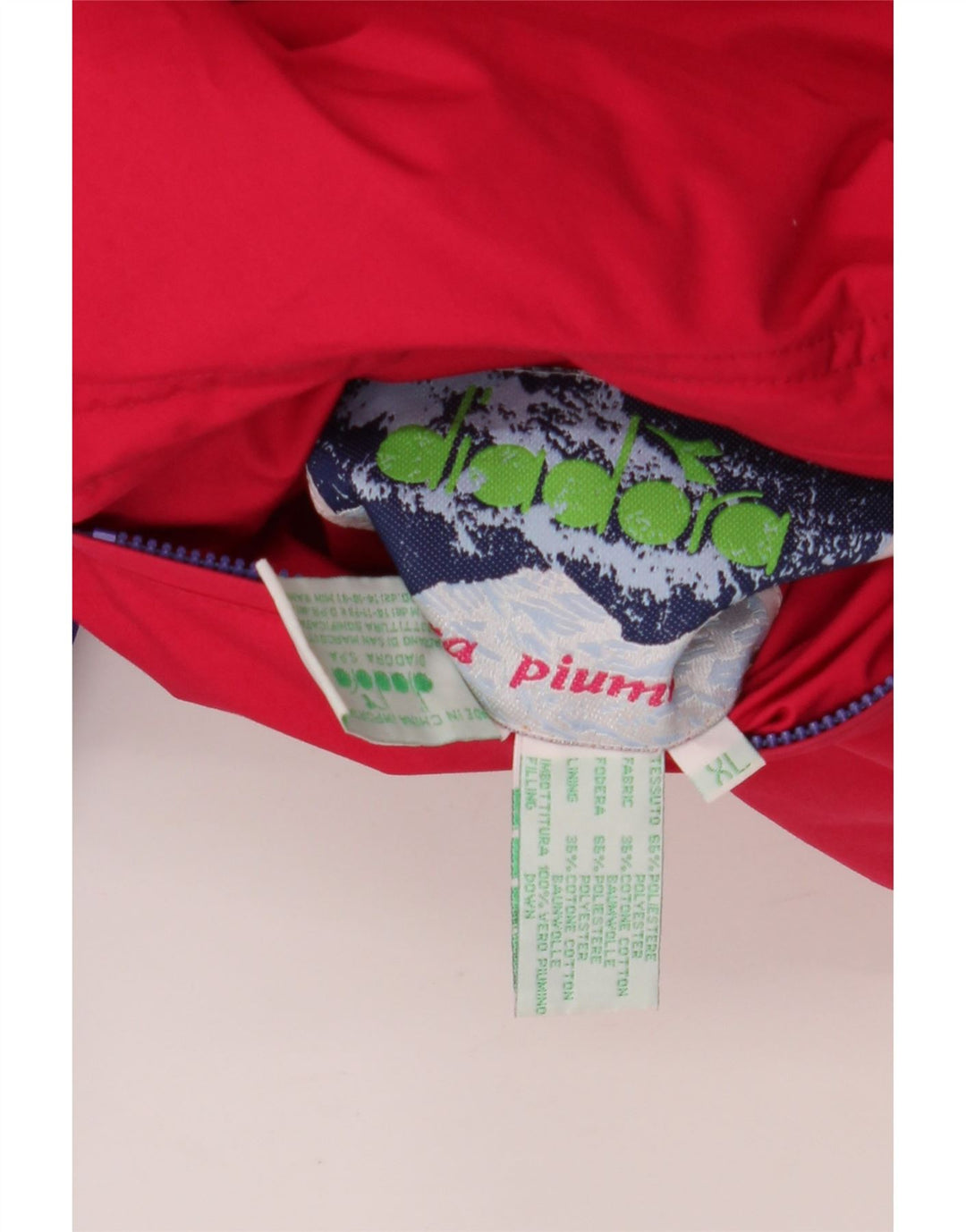 DIADORA Muška prevelika dvostruka podstavljena jakna UK 42 XL Crveni poliester