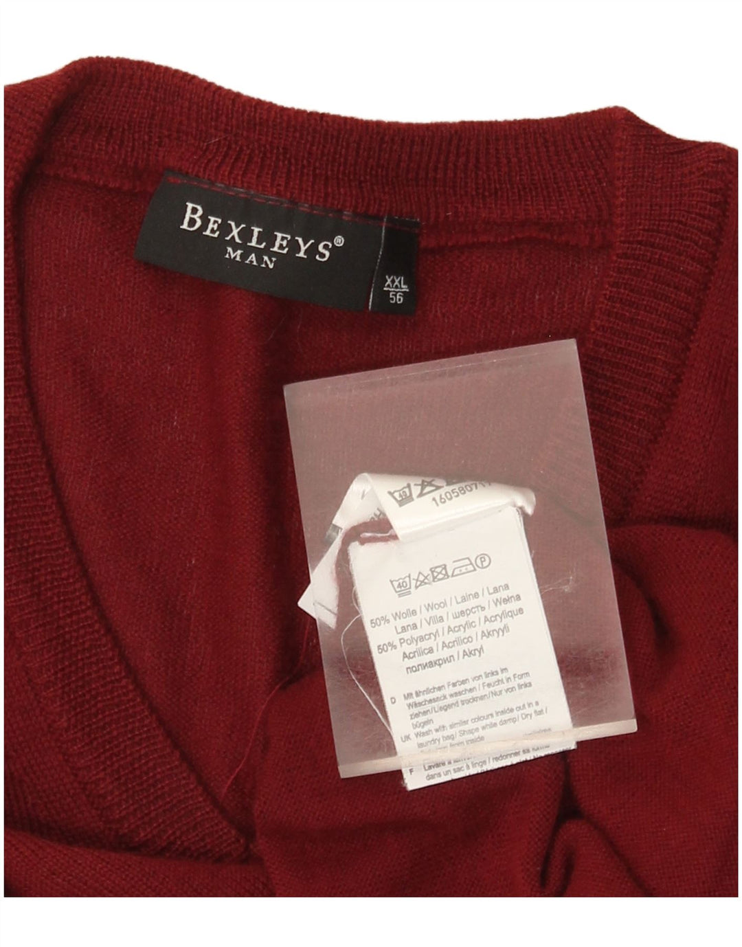 BEXLEYS Muški džemper s V-izrezom IT 56 2XL Bordo vuneni