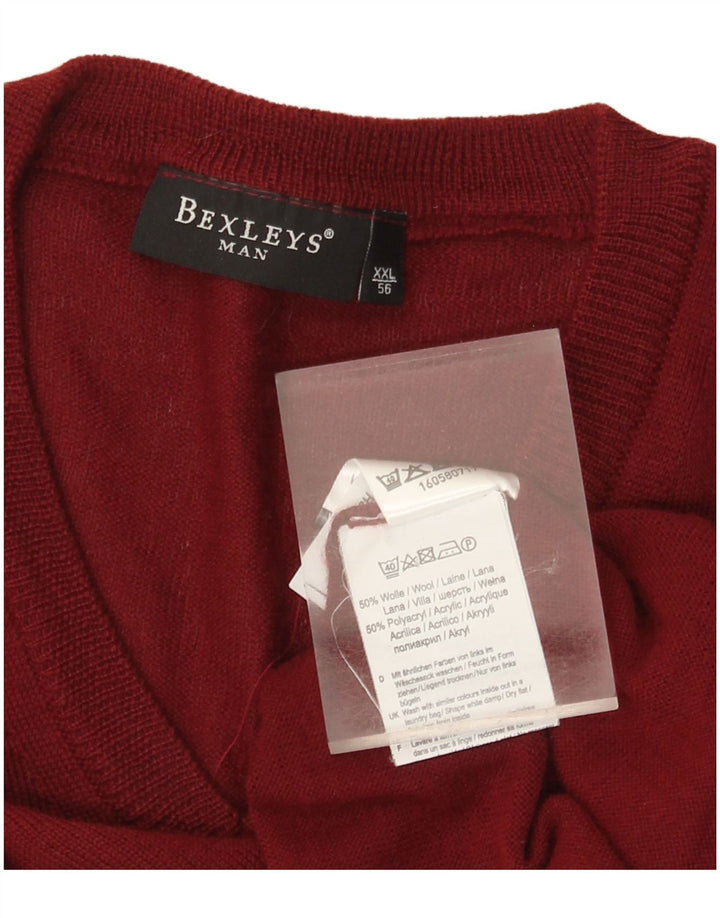 BEXLEYS Muški džemper s V-izrezom IT 56 2XL Bordo vuneni