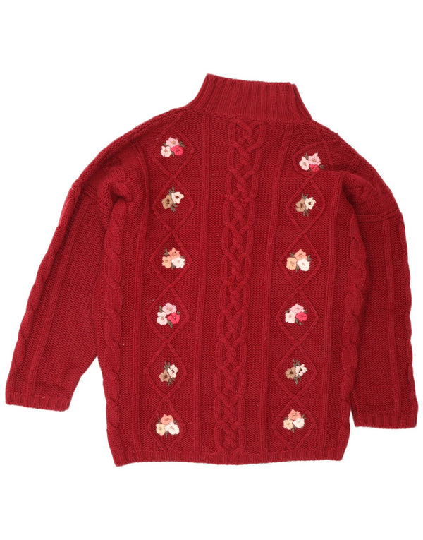 Vintage ženski džemper s kornjačičastim ovratnikom UK 18 XL crveni cvjetni