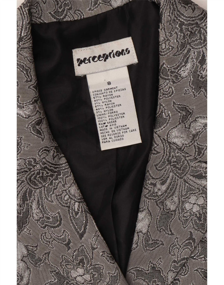 Perceptions Ženska jakna sa 2 gumba UK 8 Small Grey Floral Rayon