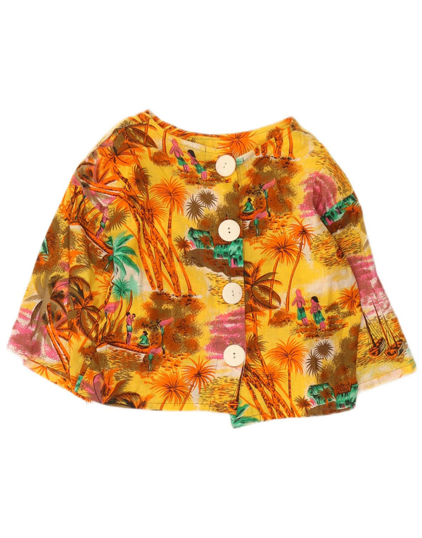 Vintage ženski kratki sako sako UK 12 Srednje žuta havajska cvjetna jakna