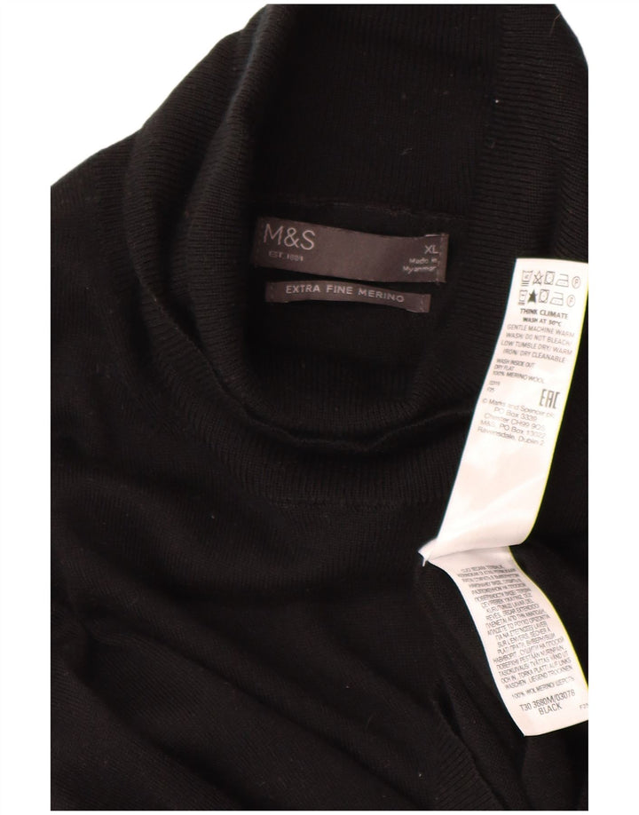 Marks & Spencer muški pulover s rol izrezom XL od crne merino vune