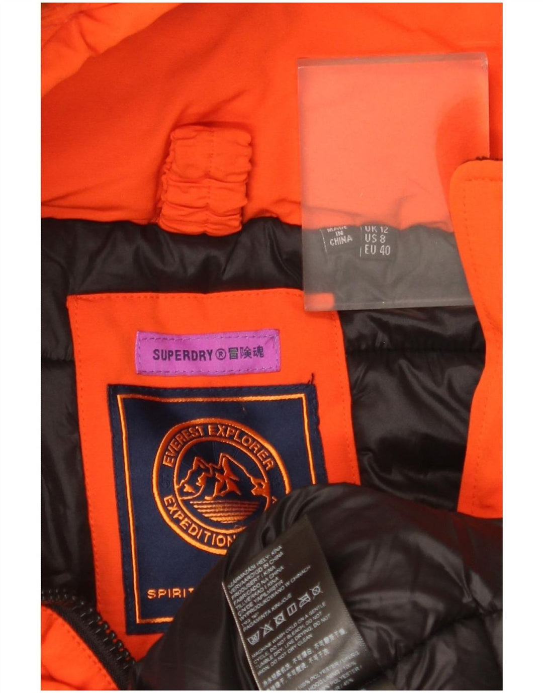 Superdry ženska skijaška jakna s kapuljačom UK 12 srednje narančasti poliester