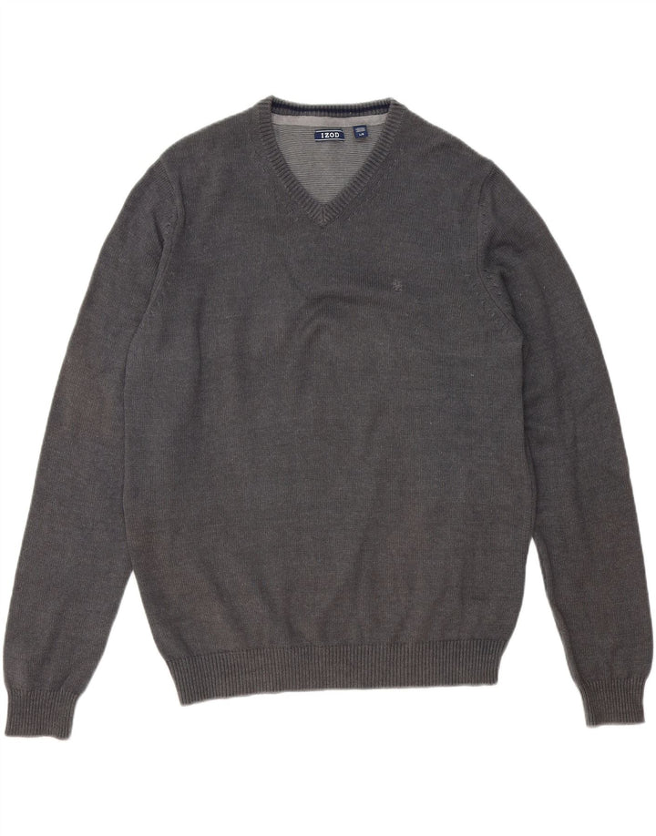 IZOD Mens V-Neck Jumper Sweater Large Grey Cotton Vintage Izod and Second-Hand Izod from Messina Hembry 